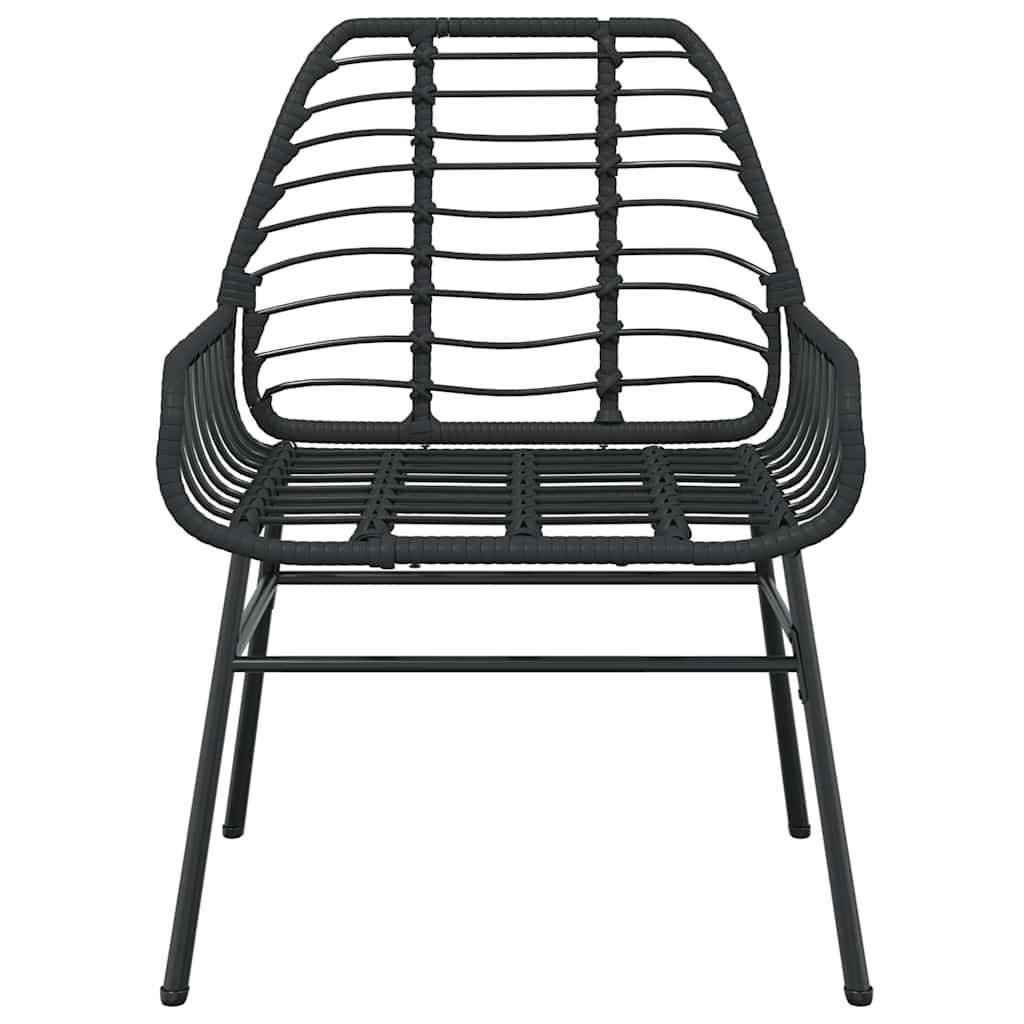 5 Piece Garden Dining Set Black Poly Rattan Glass