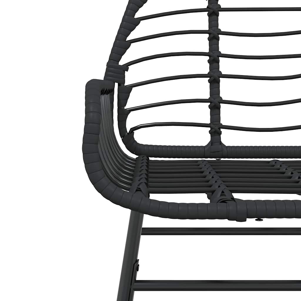 7 Piece Garden Dining Set Black Poly Rattan Glass