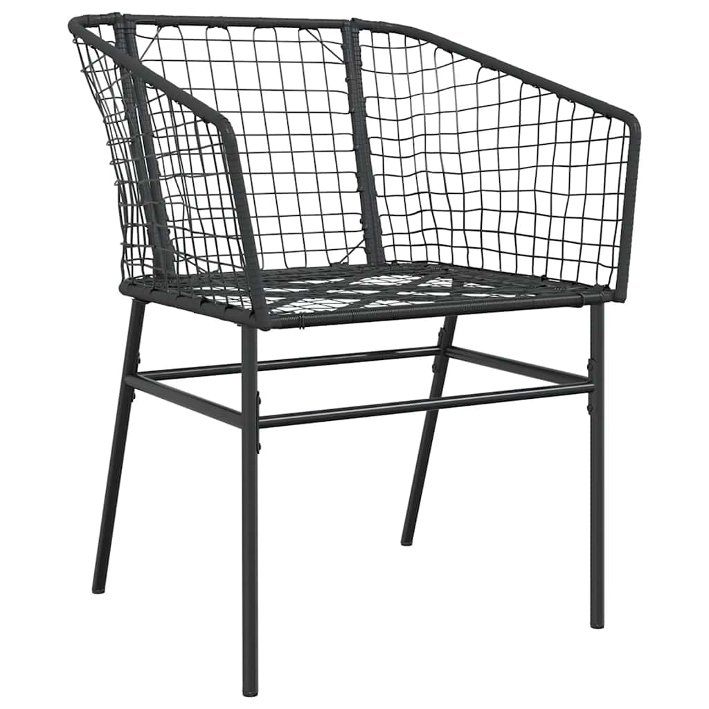7 Piece Garden Dining Set Black Poly Rattan Glass