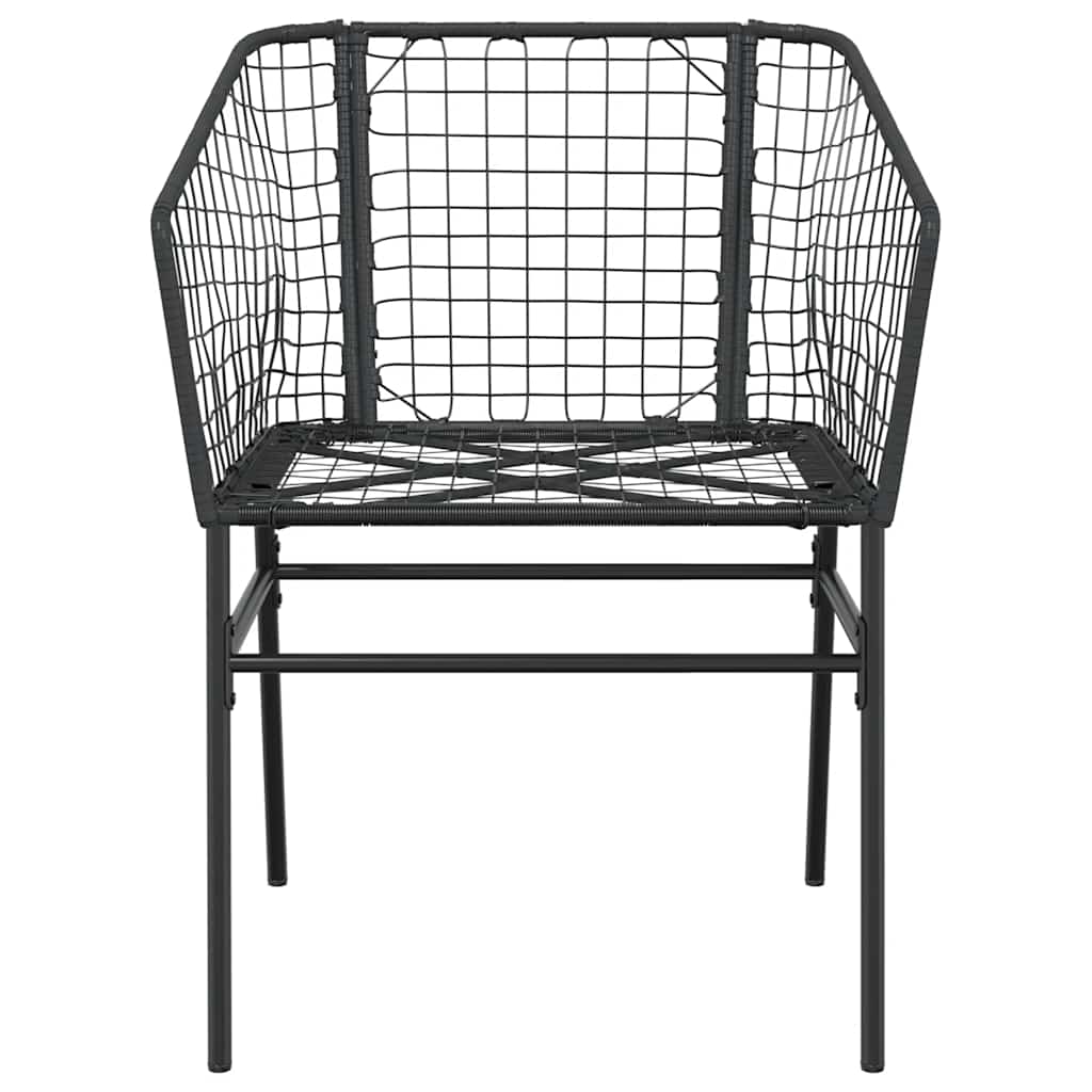 7 Piece Garden Dining Set Black Poly Rattan Glass