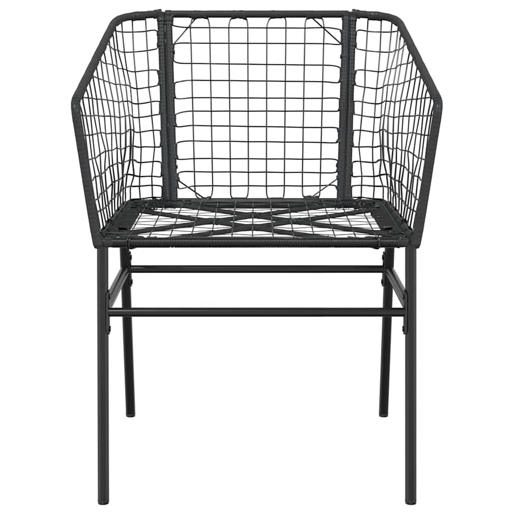 9 Piece Garden Dining Set Black Poly Rattan Glass