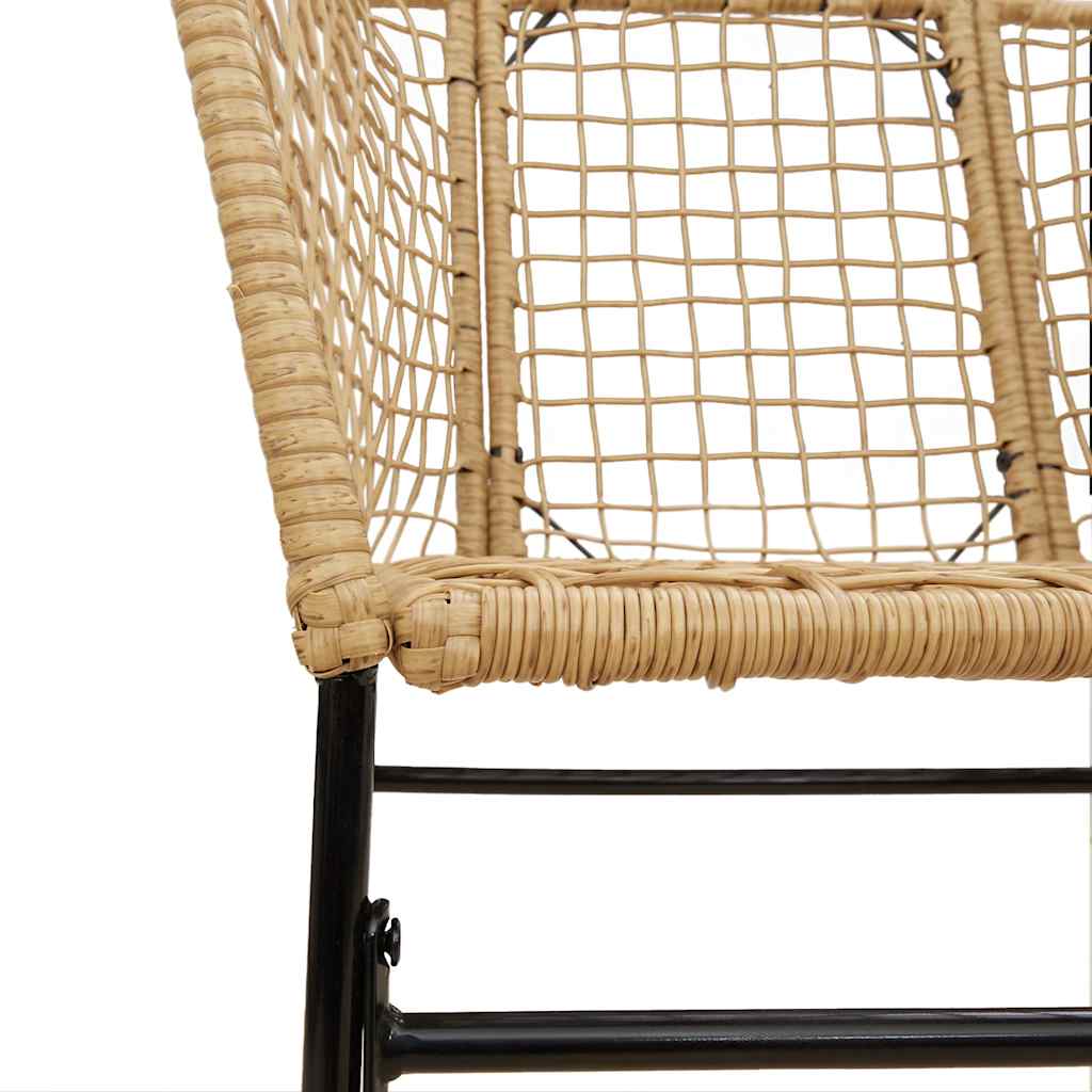 3 Piece Garden Dining Set Brown Poly Rattan Glass