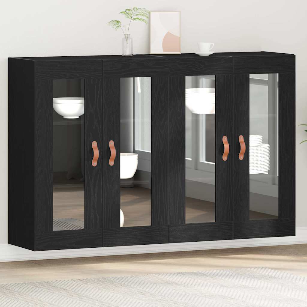 Wall Cabinets 2 pcs Black Oak 69.5 x 34 x 90 cm Engineered Wood