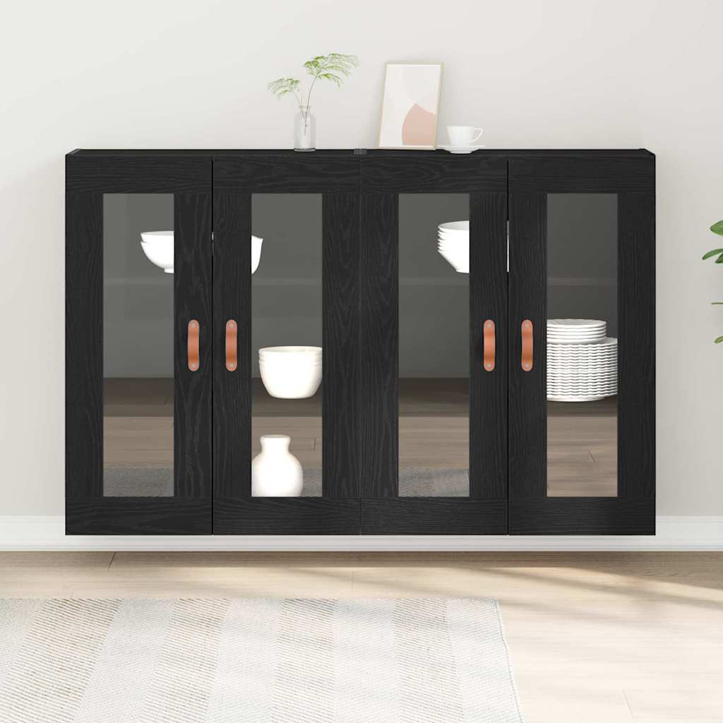 Wall Cabinets 2 pcs Black Oak 69.5 x 34 x 90 cm Engineered Wood