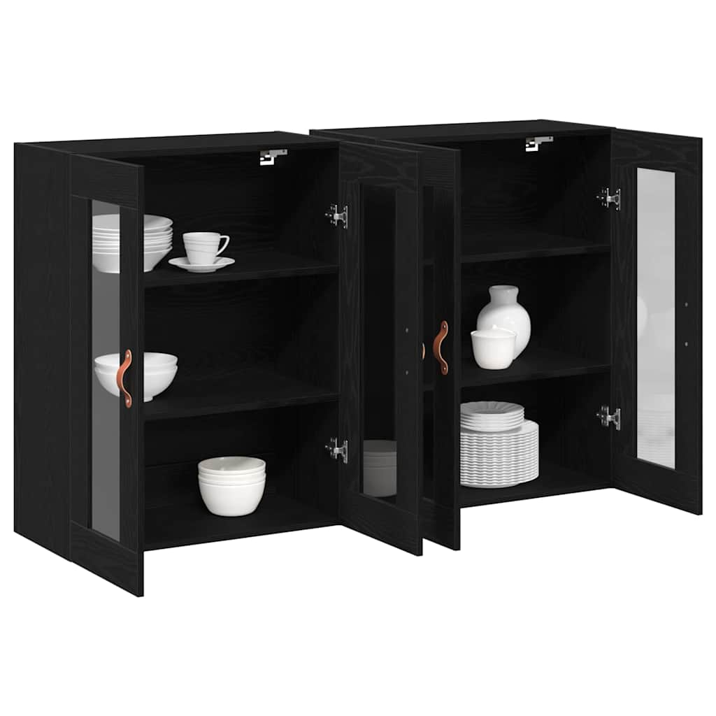 Wall Cabinets 2 pcs Black Oak 69.5 x 34 x 90 cm Engineered Wood