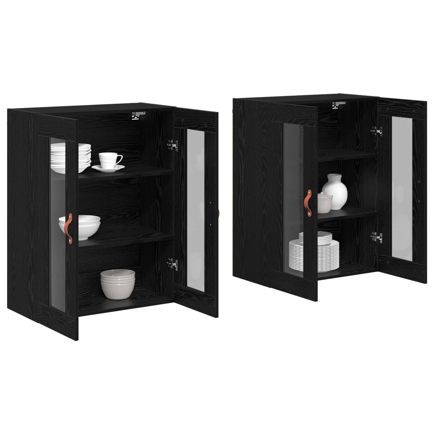 Wall Cabinets 2 pcs Black Oak 69.5 x 34 x 90 cm Engineered Wood