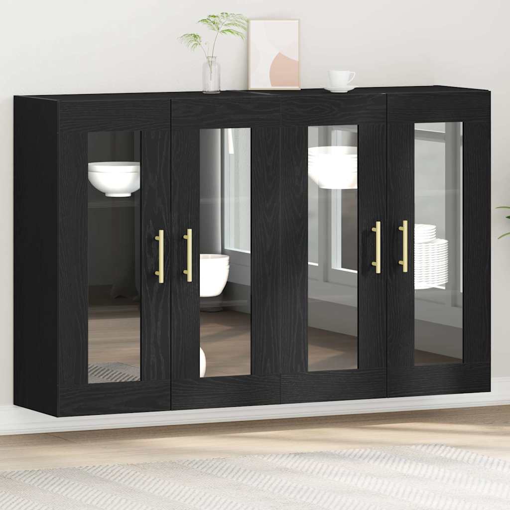 Wall Cabinets 2 pcs Black Oak 69.5 x 34 x 90 cm Engineered Wood