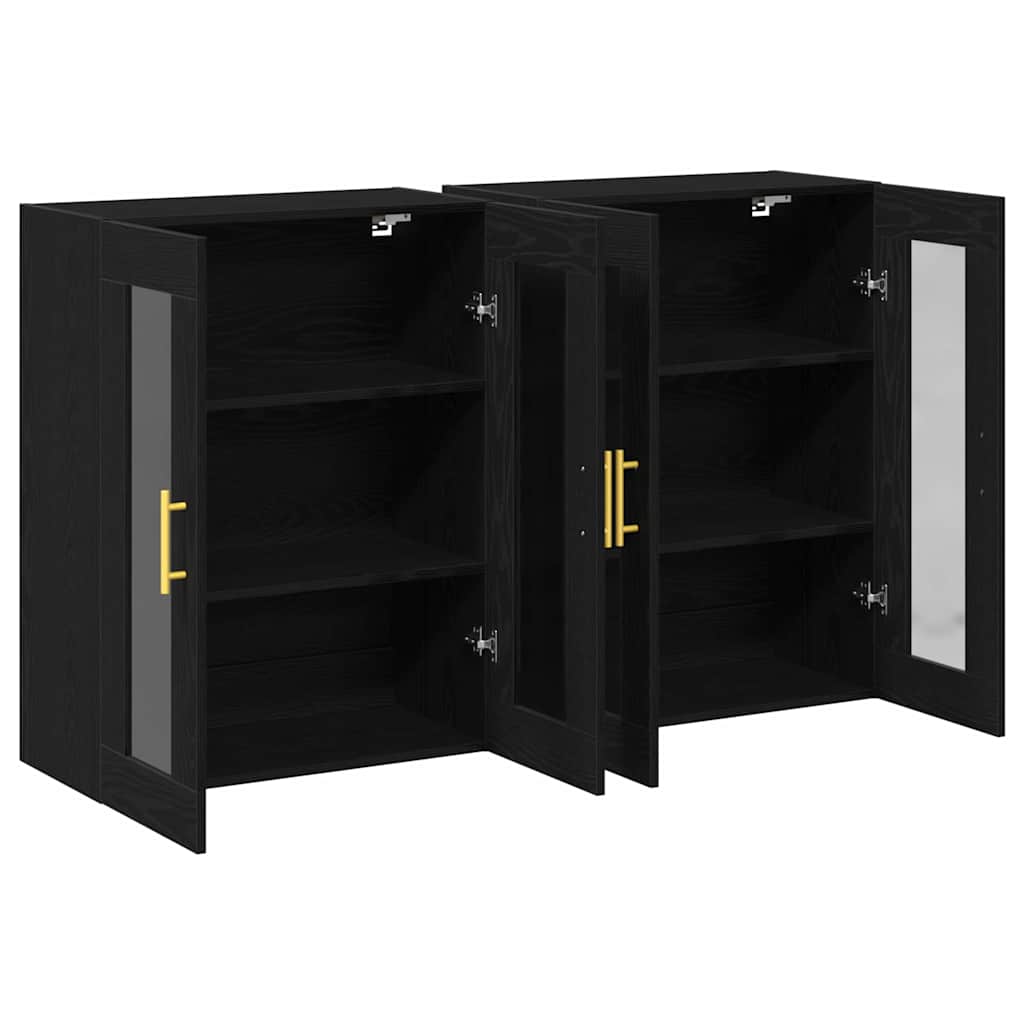 Wall Cabinets 2 pcs Black Oak 69.5 x 34 x 90 cm Engineered Wood