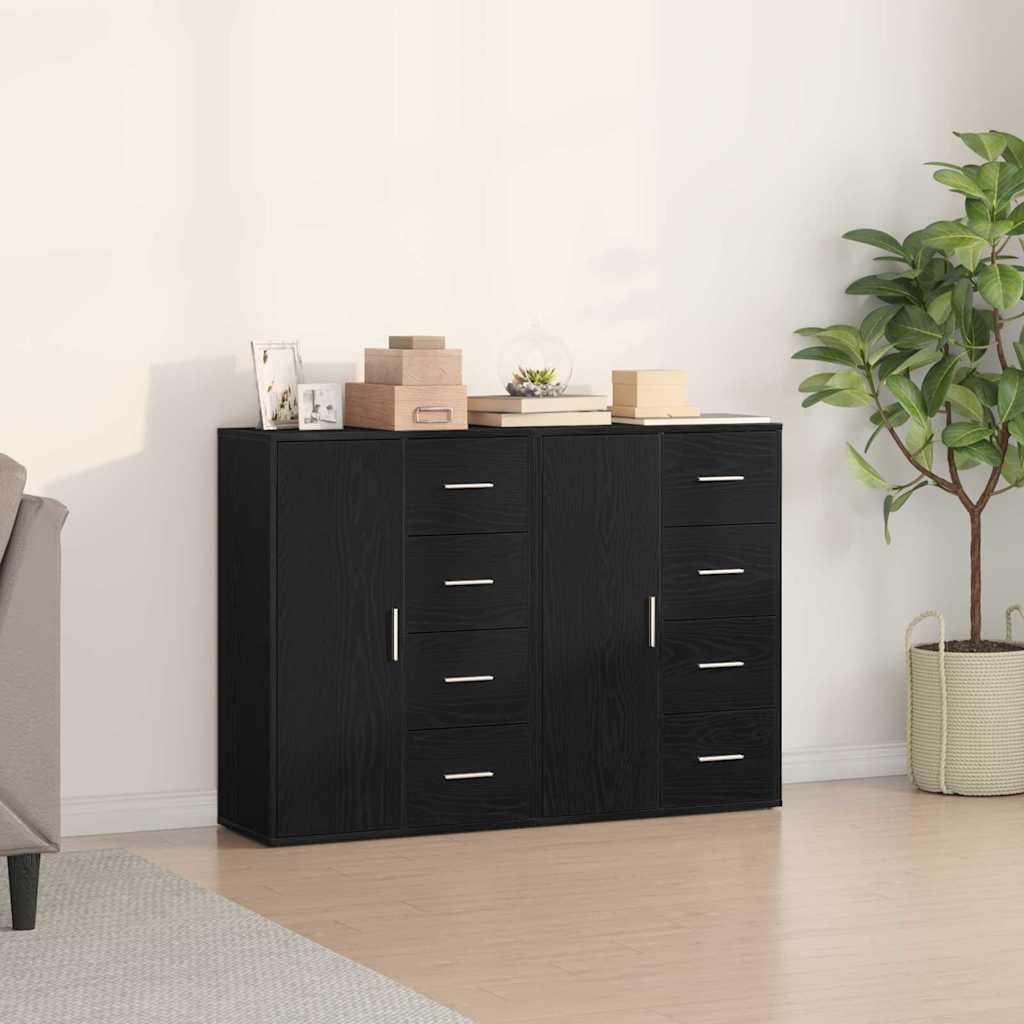 Sideboard 2 pcs Black Oak 60 x 31 x 84 cm Engineered Wood
