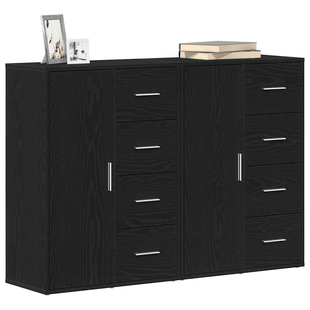 Sideboard 2 pcs Black Oak 60 x 31 x 84 cm Engineered Wood