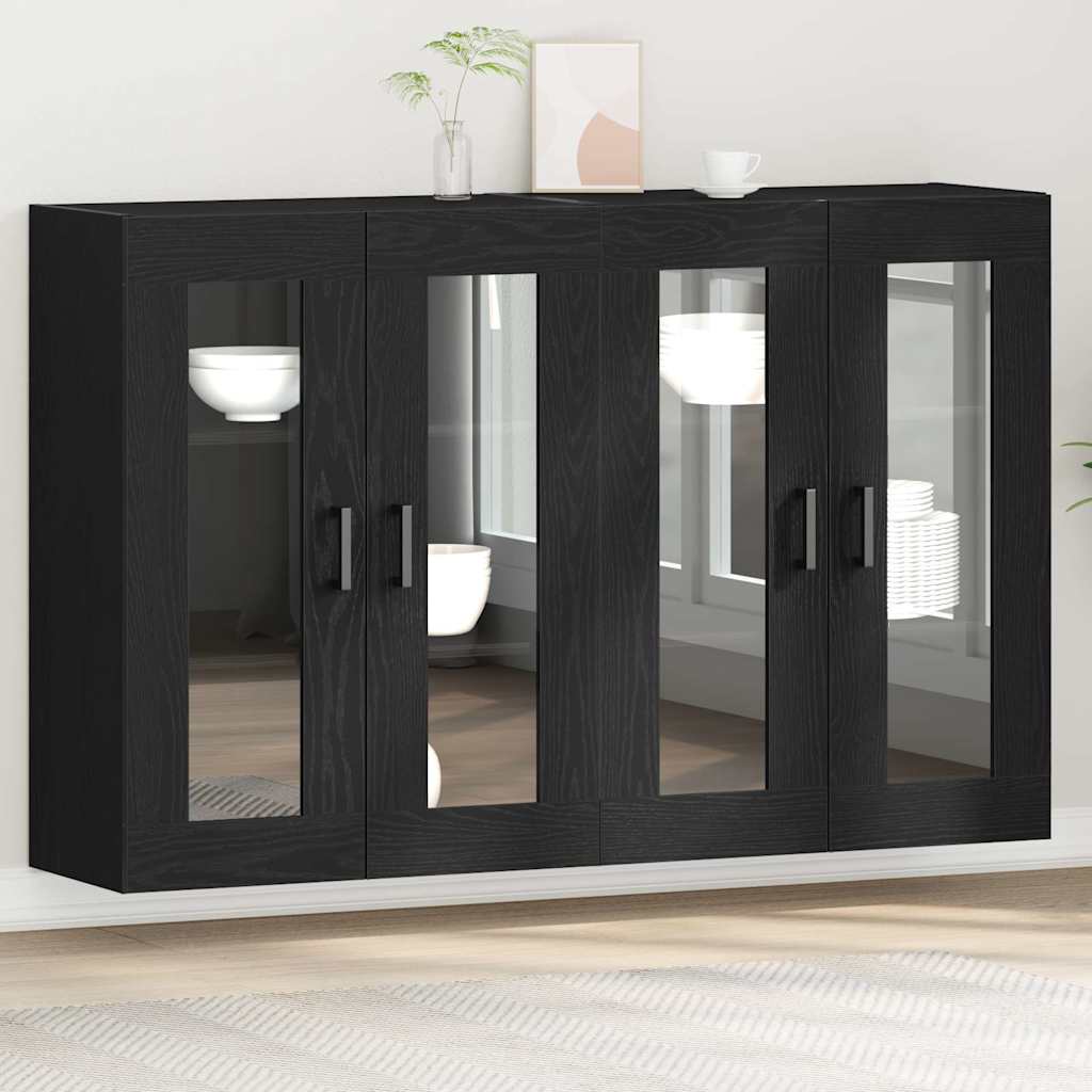 Wall Cabinets 2 pcs Black Oak 69.5 x 34 x 90 cm Engineered Wood