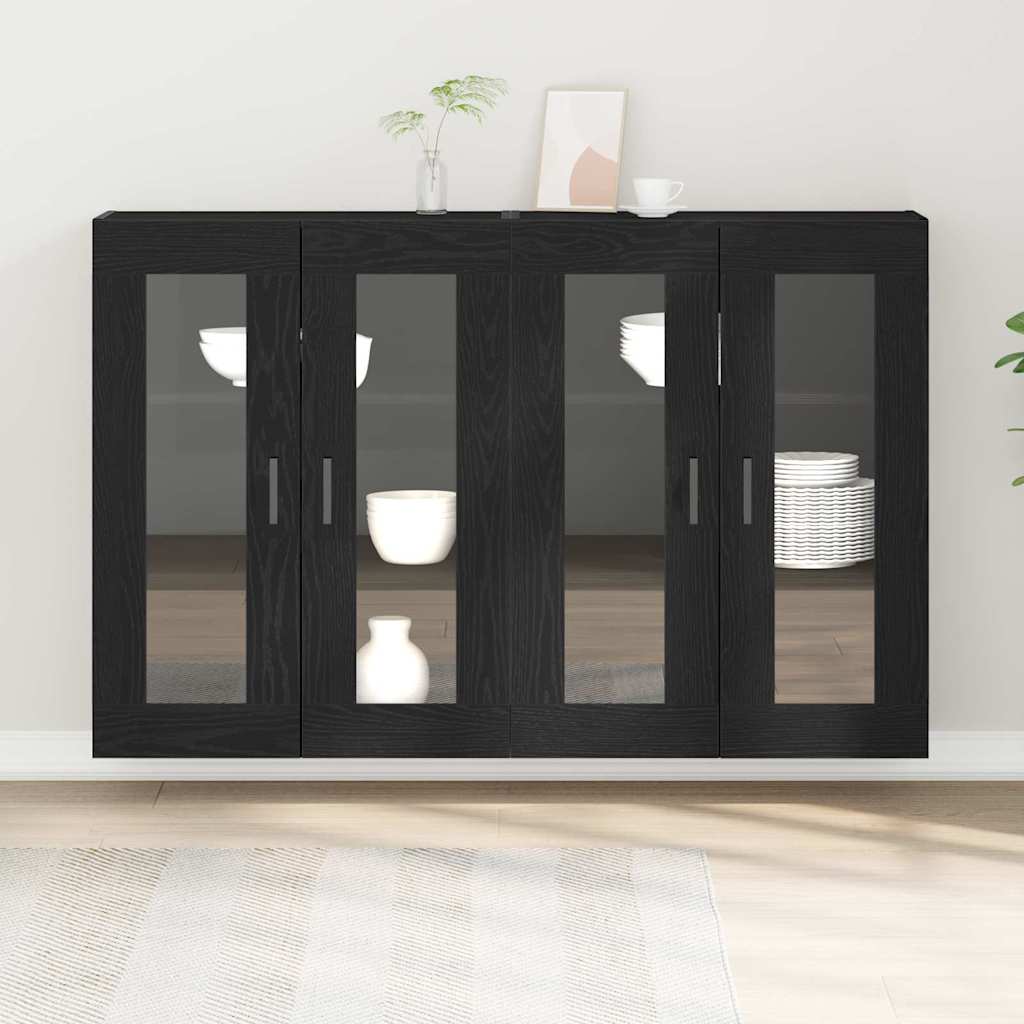 Wall Cabinets 2 pcs Black Oak 69.5 x 34 x 90 cm Engineered Wood
