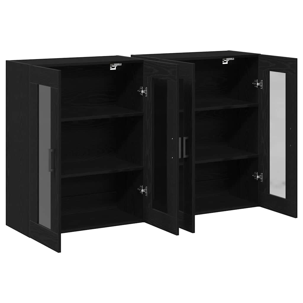 Wall Cabinets 2 pcs Black Oak 69.5 x 34 x 90 cm Engineered Wood