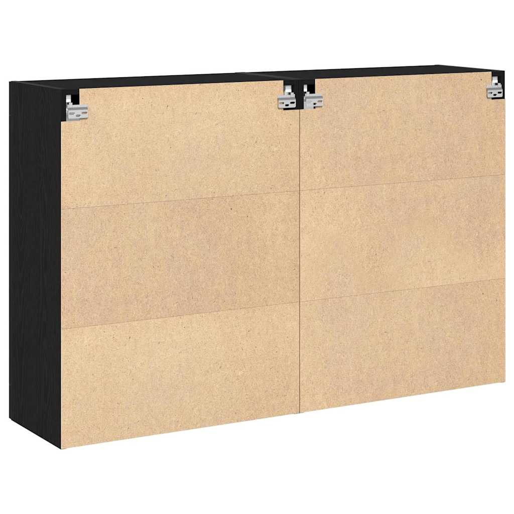 Wall Cabinets 2 pcs Black Oak 69.5 x 34 x 90 cm Engineered Wood