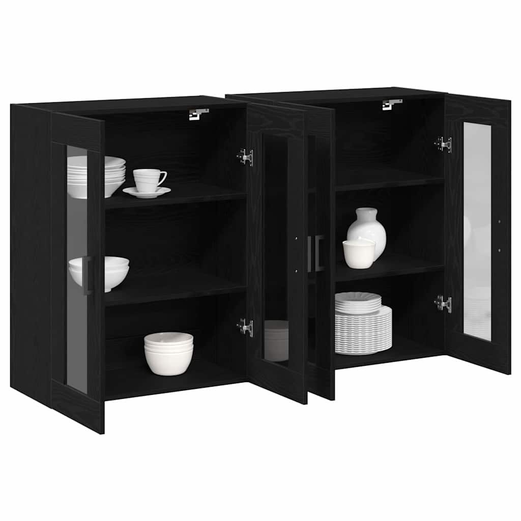 Wall Cabinets 2 pcs Black Oak 69.5 x 34 x 90 cm Engineered Wood