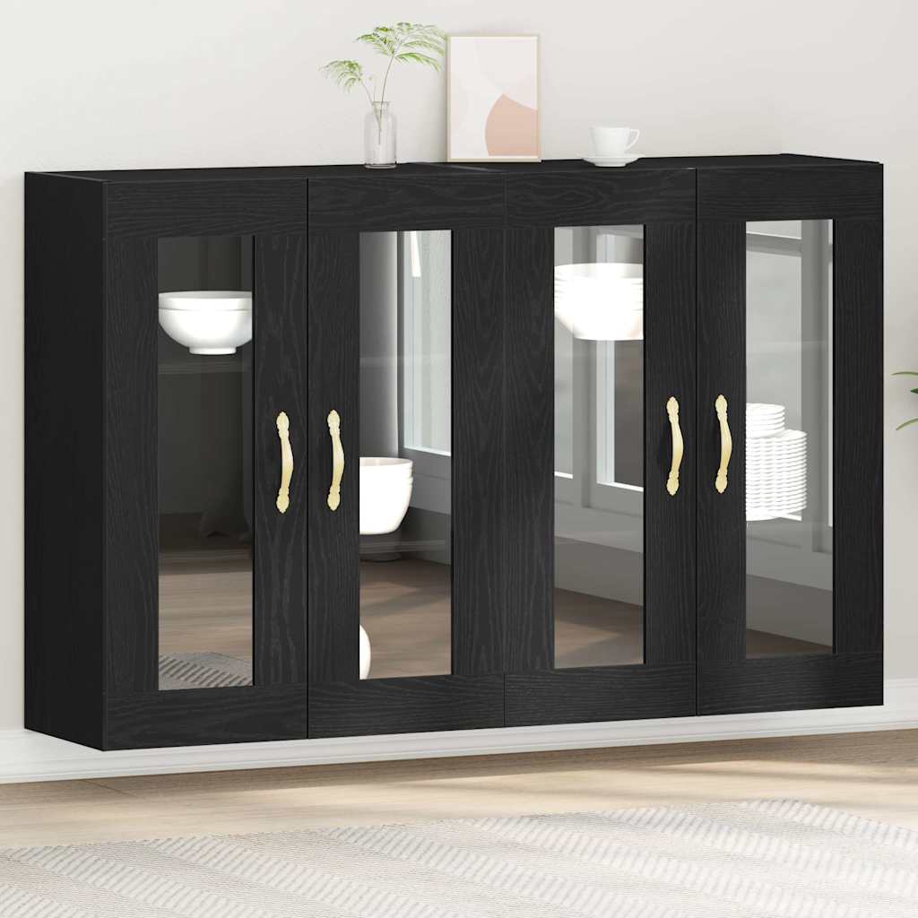 Wall Cabinets 2 pcs Black Oak 69.5 x 34 x 90 cm Engineered Wood
