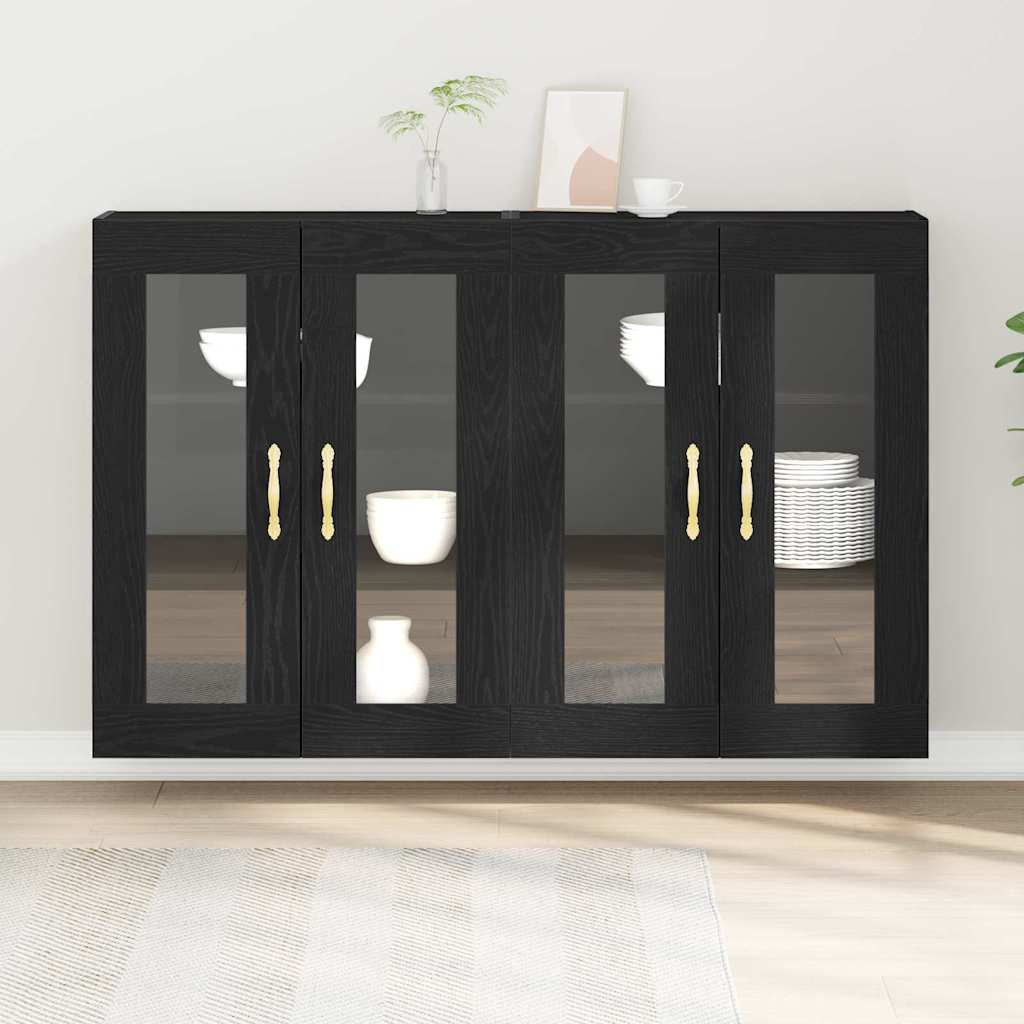 Wall Cabinets 2 pcs Black Oak 69.5 x 34 x 90 cm Engineered Wood