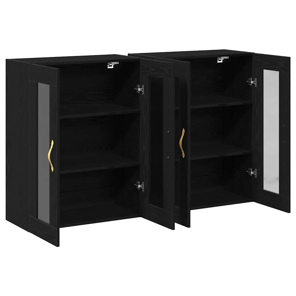 Wall Cabinets 2 pcs Black Oak 69.5 x 34 x 90 cm Engineered Wood
