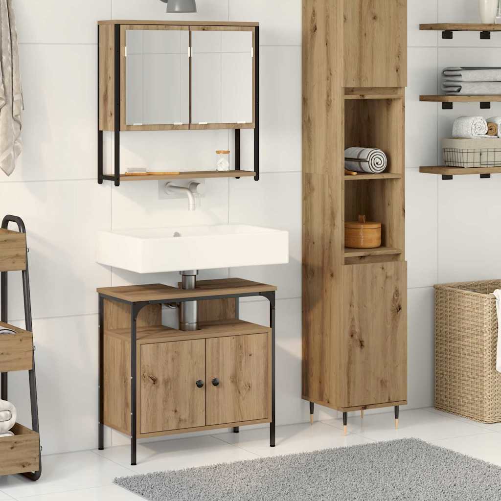 Bathroom Furniture Set 2 pcs Brown Engineered wood