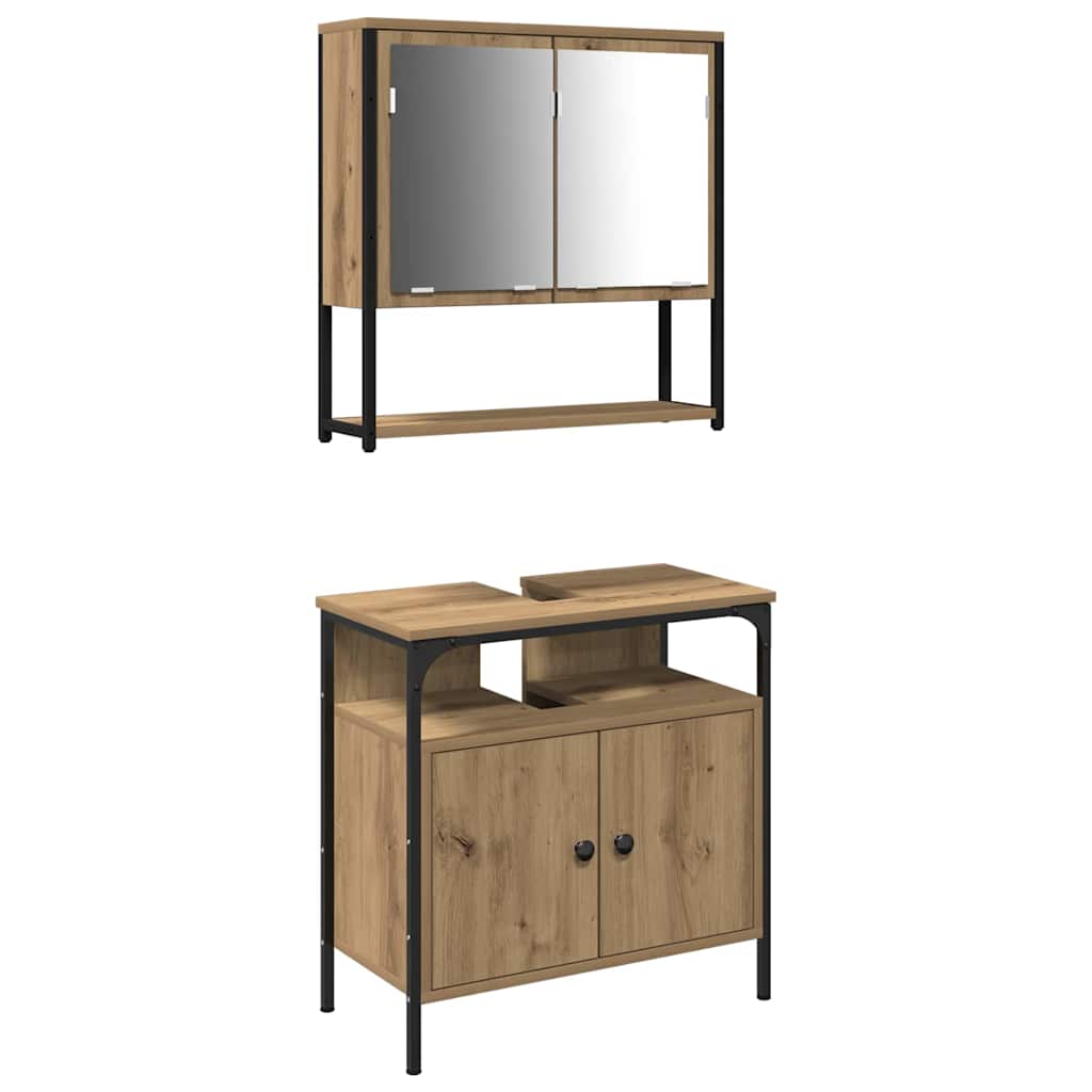 Bathroom Furniture Set 2 pcs Brown Engineered wood