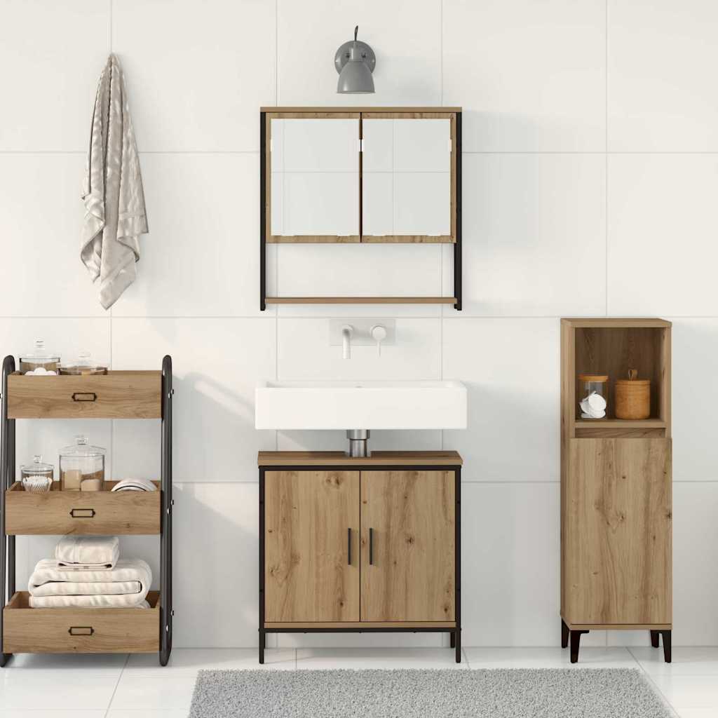 Bathroom Furniture Set 2 pcs Brown Engineered wood