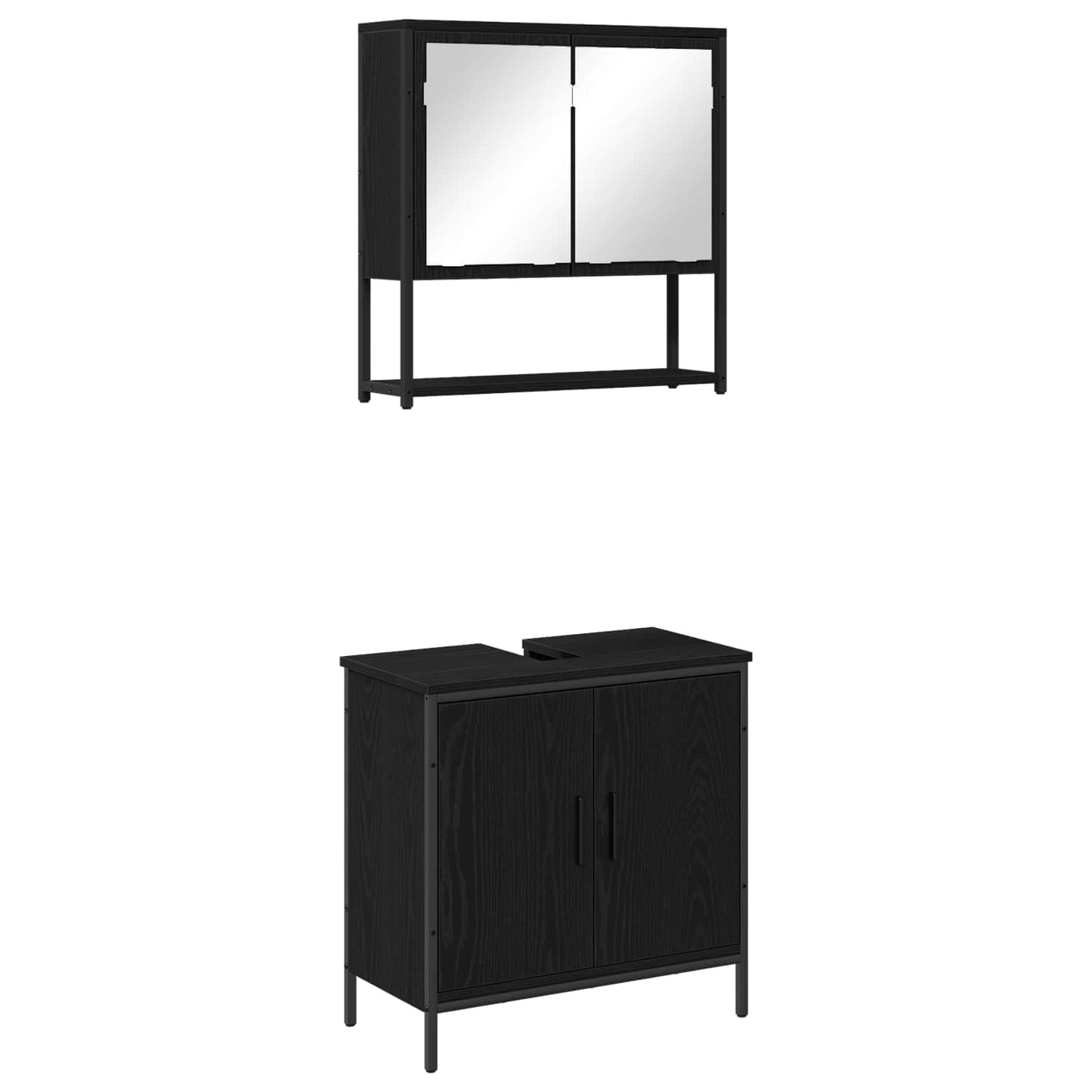 Bathroom Furniture Set 2 pcs Black Engineered wood