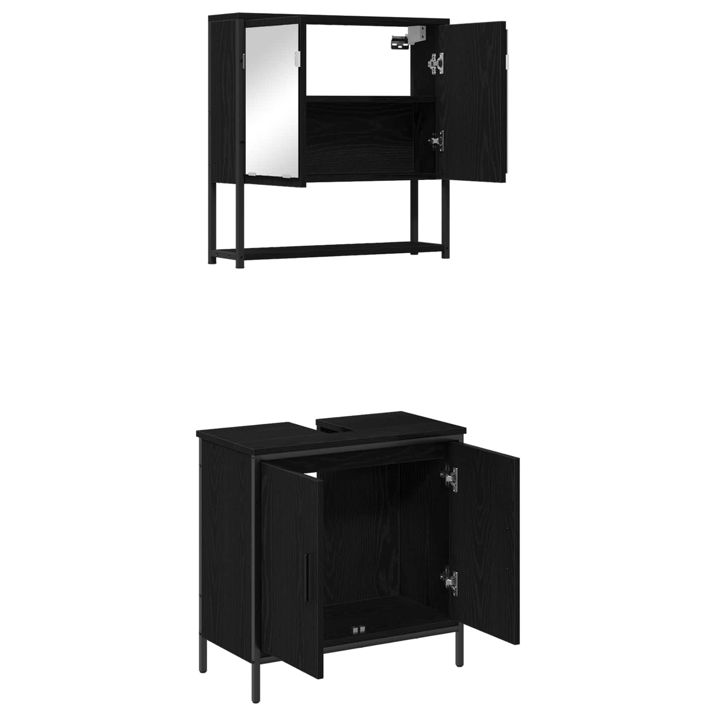 Bathroom Furniture Set 2 pcs Black Engineered wood