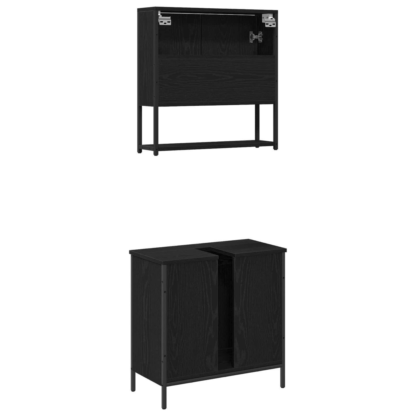 Bathroom Furniture Set 2 pcs Black Engineered wood