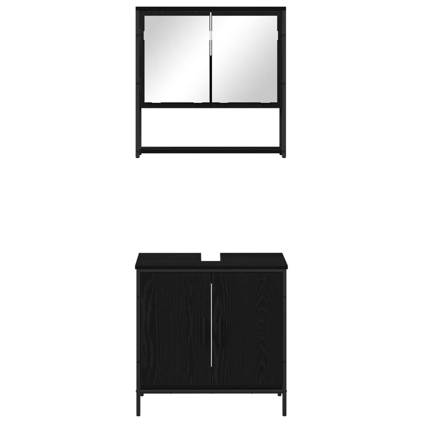 Bathroom Furniture Set 2 pcs Black Engineered wood