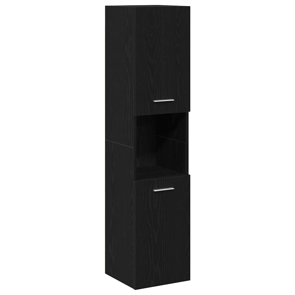 Bathroom Furniture Set 4 pcs Black Oak Engineered Wood