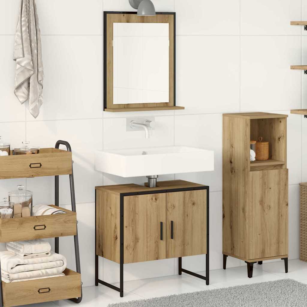Bathroom Furniture Set 2 pcs Brown Engineered wood