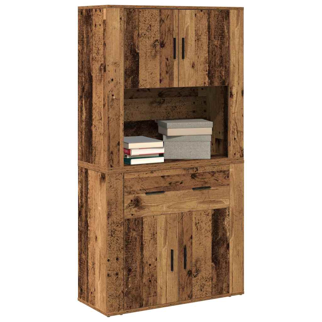 Highboard with Drawer Old wood 80 x 33 x 150 cm Engineered wood