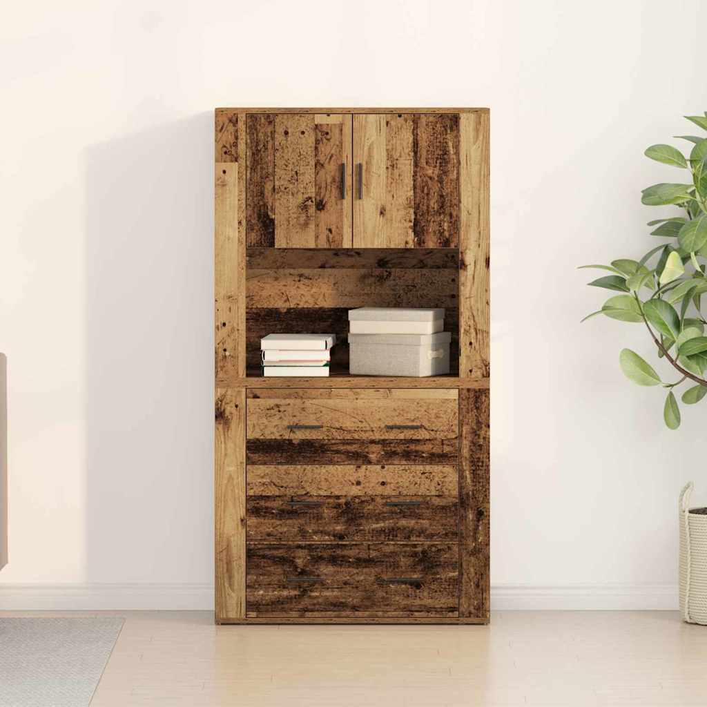 Highboard with Drawer Old Wood 80 x 33 x 150 cm Engineered Wood