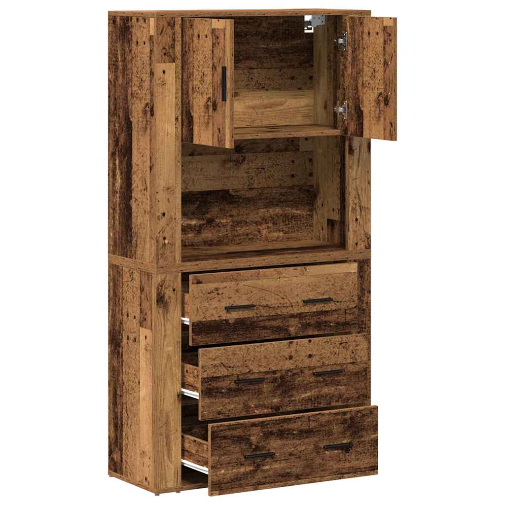 Highboard with Drawer Old Wood 80 x 33 x 150 cm Engineered Wood