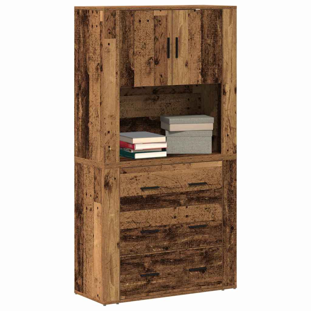 Highboard with Drawer Old Wood 80 x 33 x 150 cm Engineered Wood