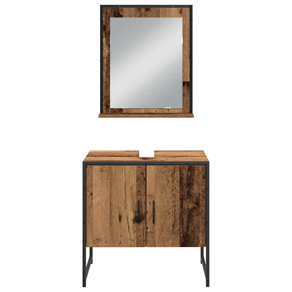 Bathroom Furniture Set with Shelf 3 pcs Brown Engineered wood