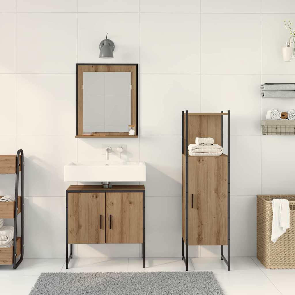 Bathroom Furniture Set 3 pcs Brown Engineered wood