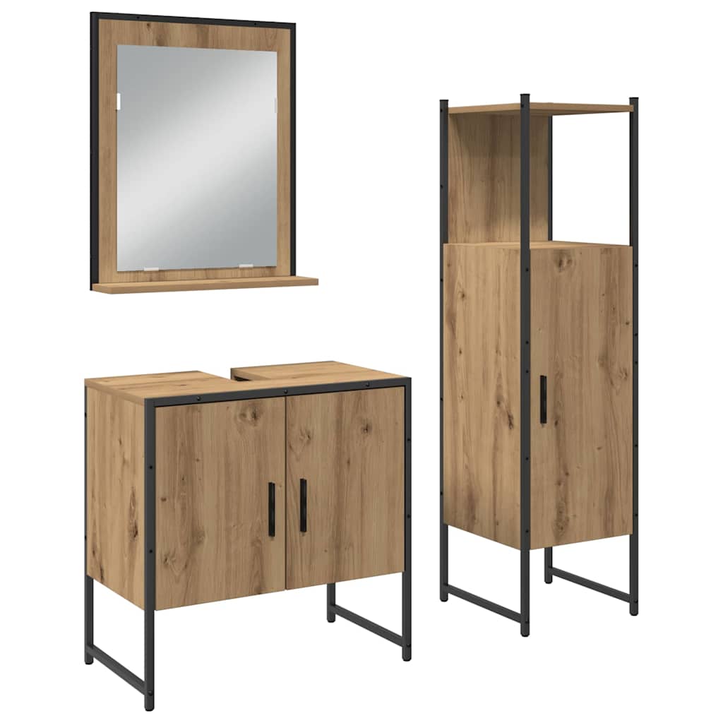 Bathroom Furniture Set 3 pcs Brown Engineered wood