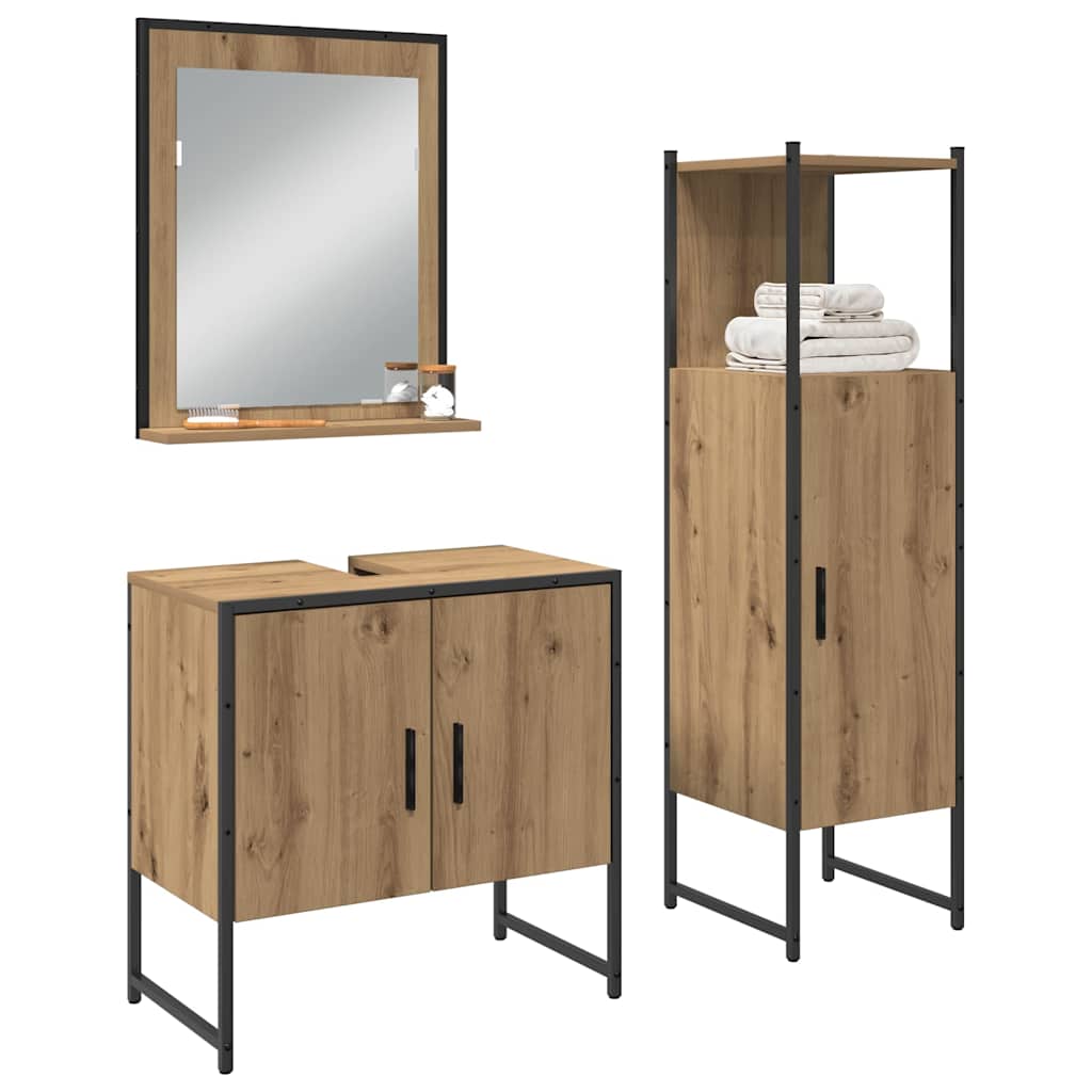 Bathroom Furniture Set 3 pcs Brown Engineered wood
