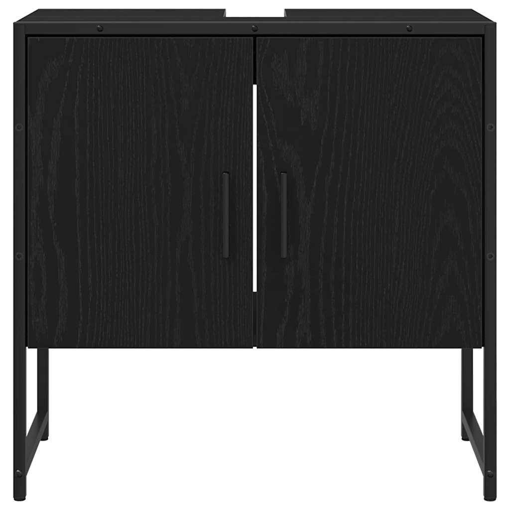 Bathroom Furniture Set with Shelf 3 pcs Black Engineered wood