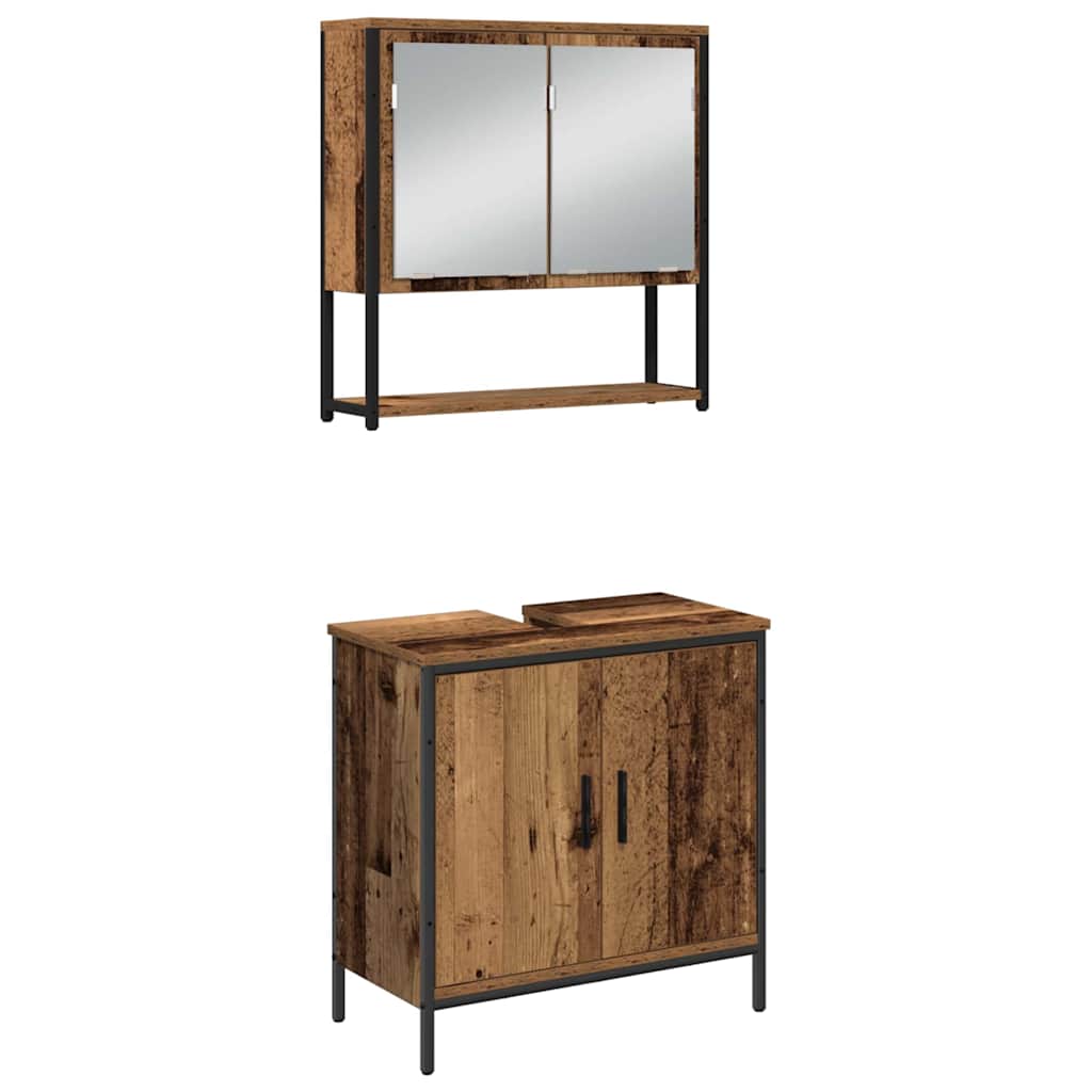 Bathroom Furniture Set with Shelf 3 pcs Brown Engineered wood