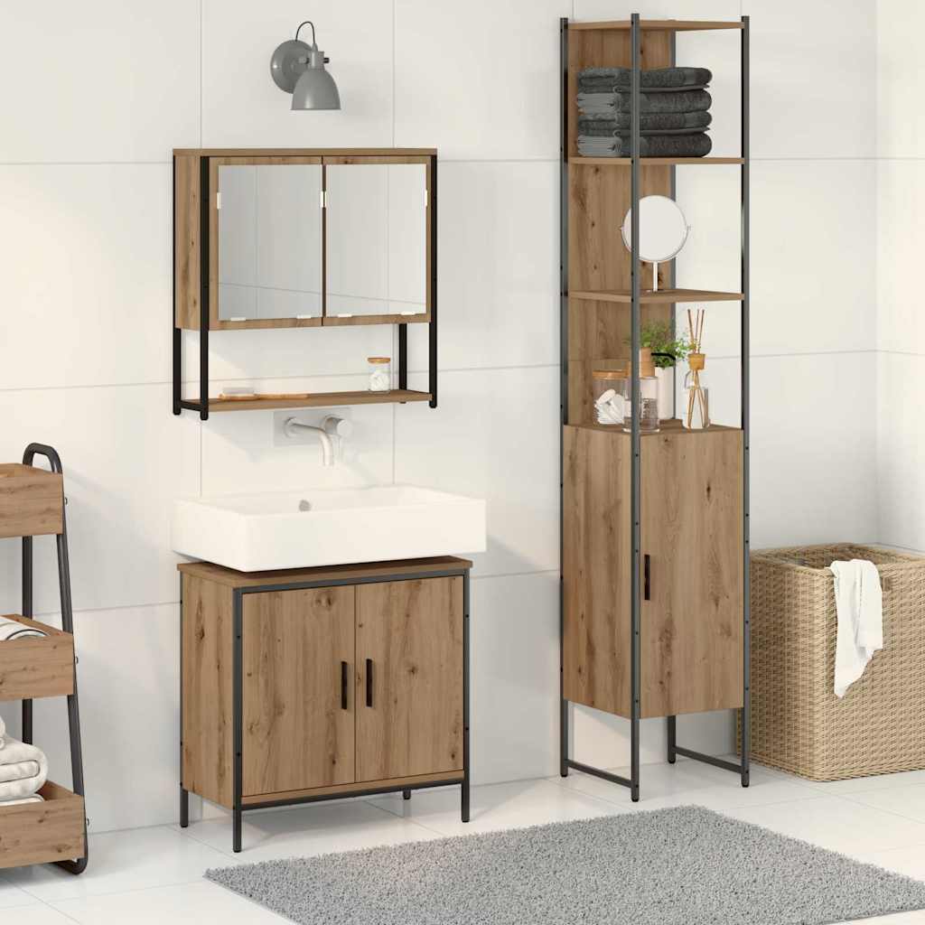 Bathroom Furniture Set 3 pcs Brown Engineered wood