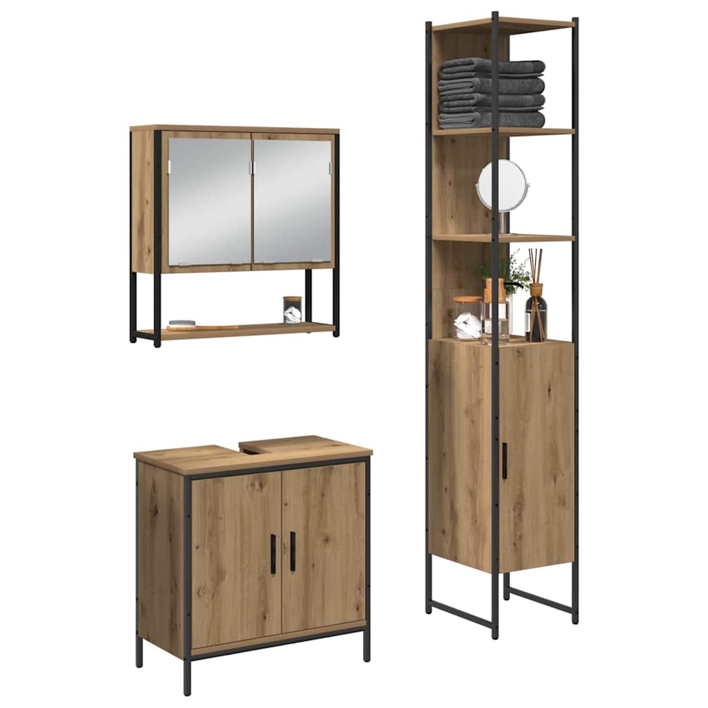 Bathroom Furniture Set 3 pcs Brown Engineered wood