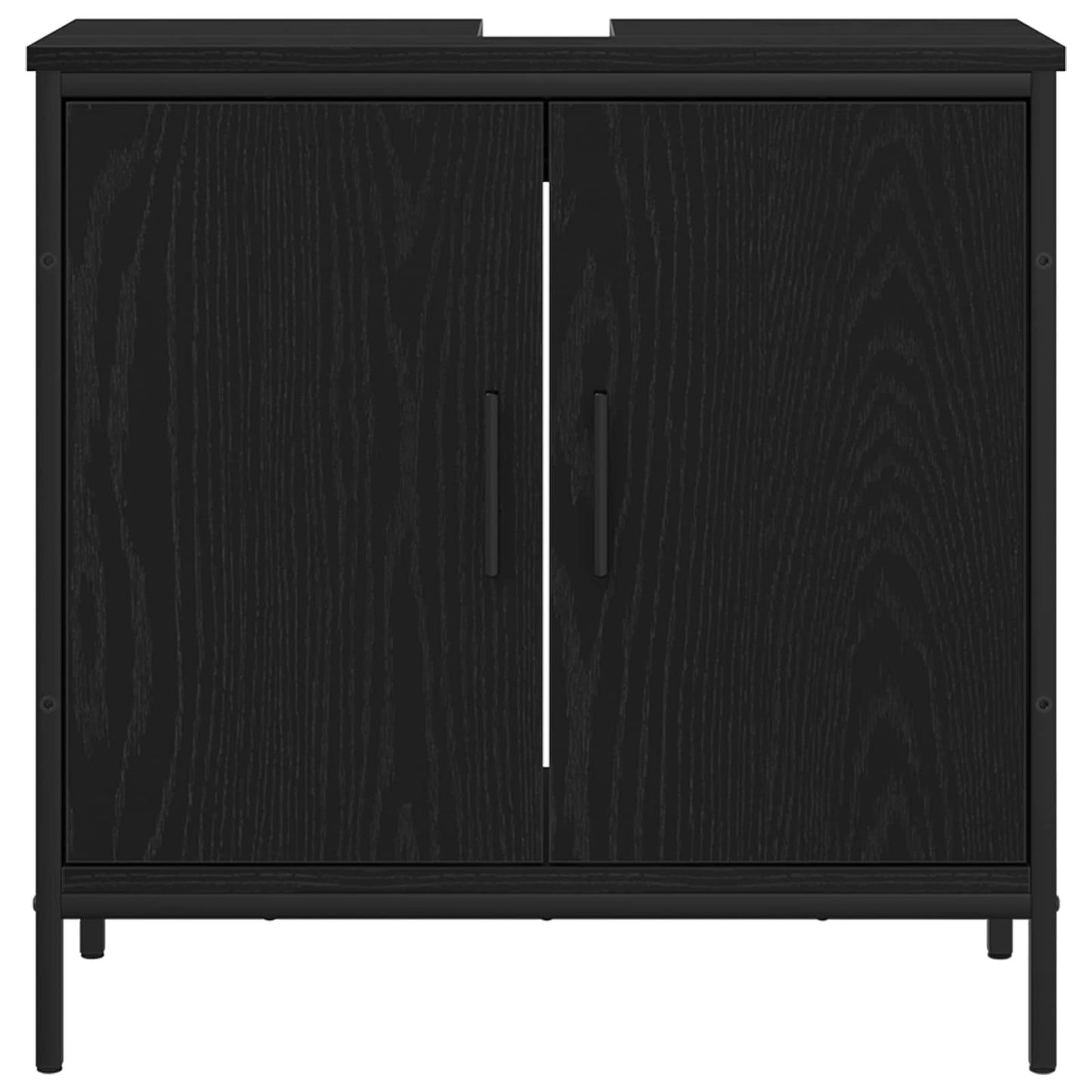 Bathroom Furniture Set with Shelf 3 pcs Black Engineered wood