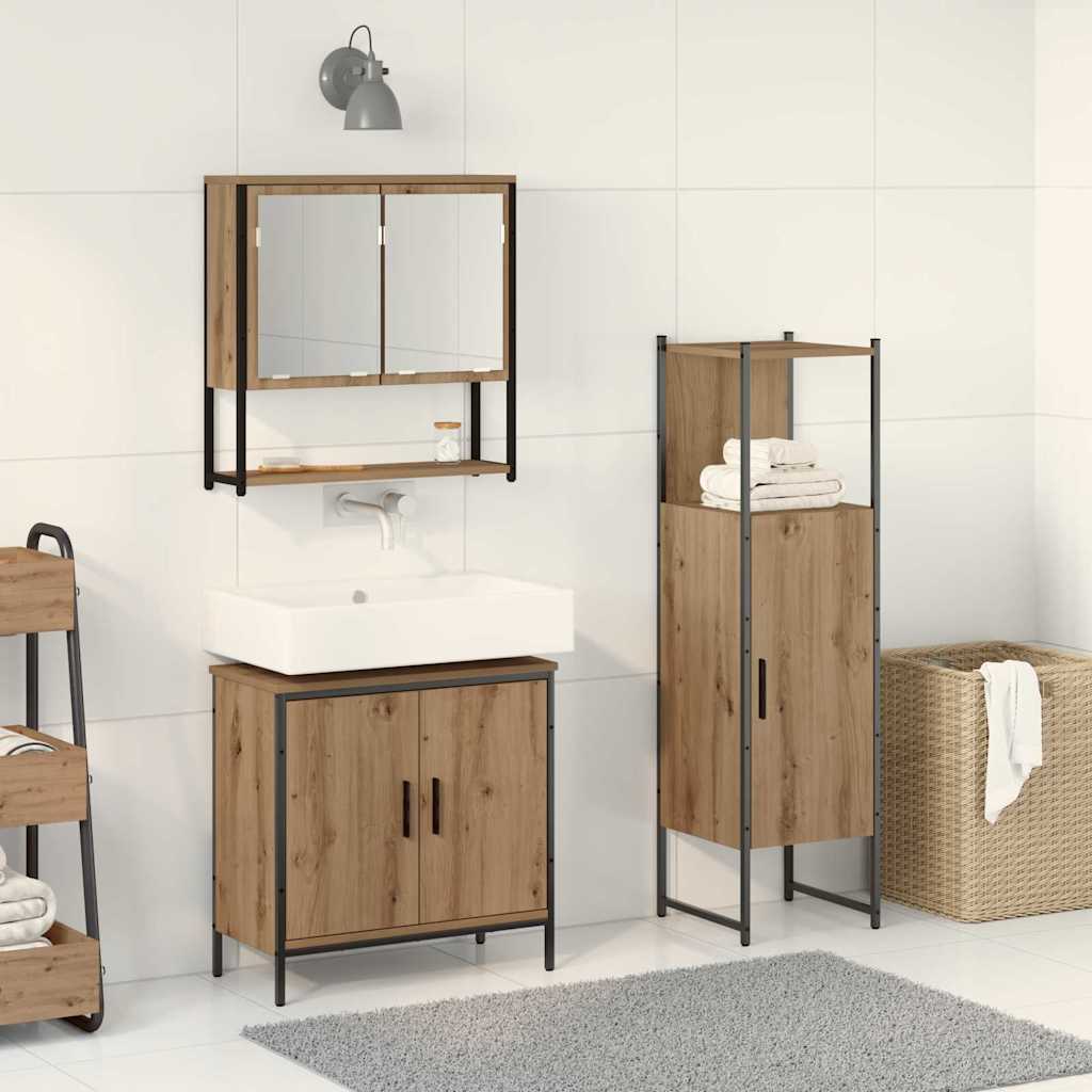 Bathroom Furniture Set 3 pcs Brown Engineered wood