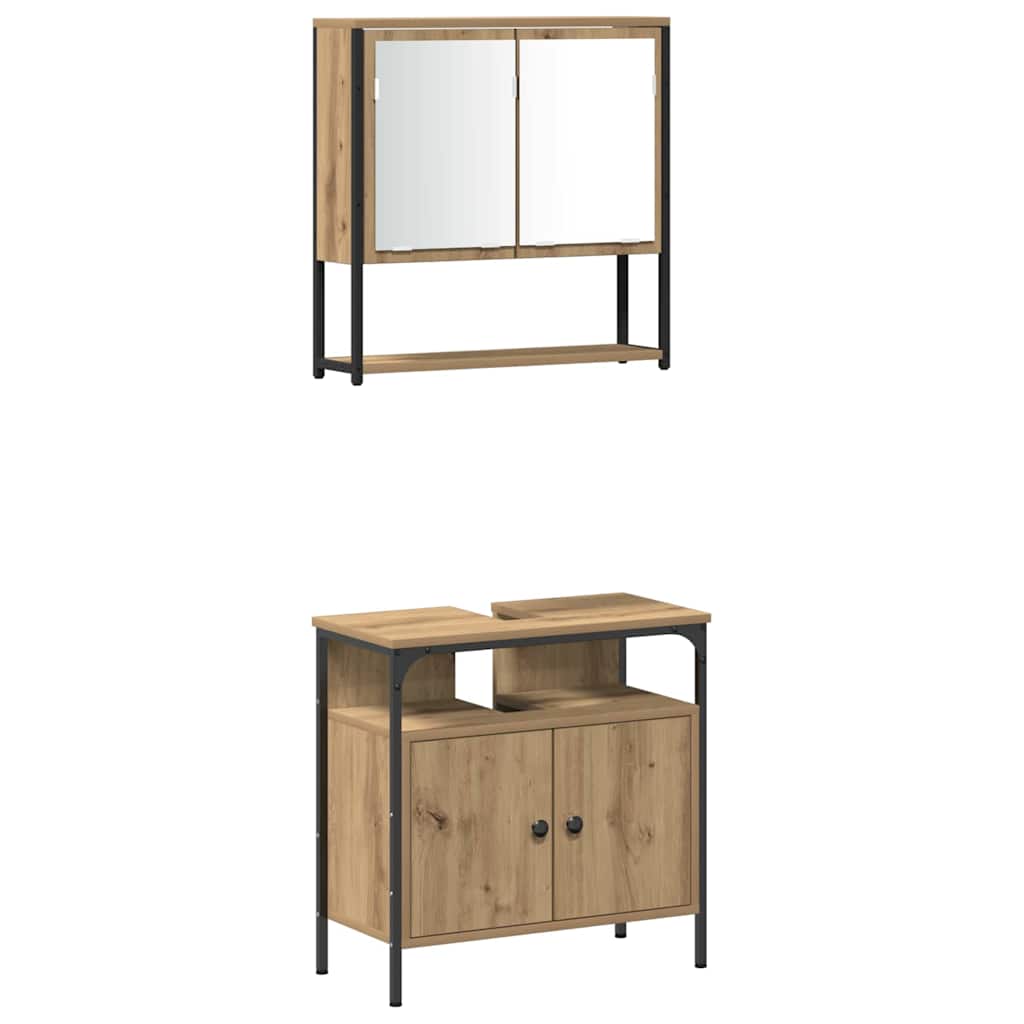 Bathroom Furniture Set 3 pcs Brown Engineered wood