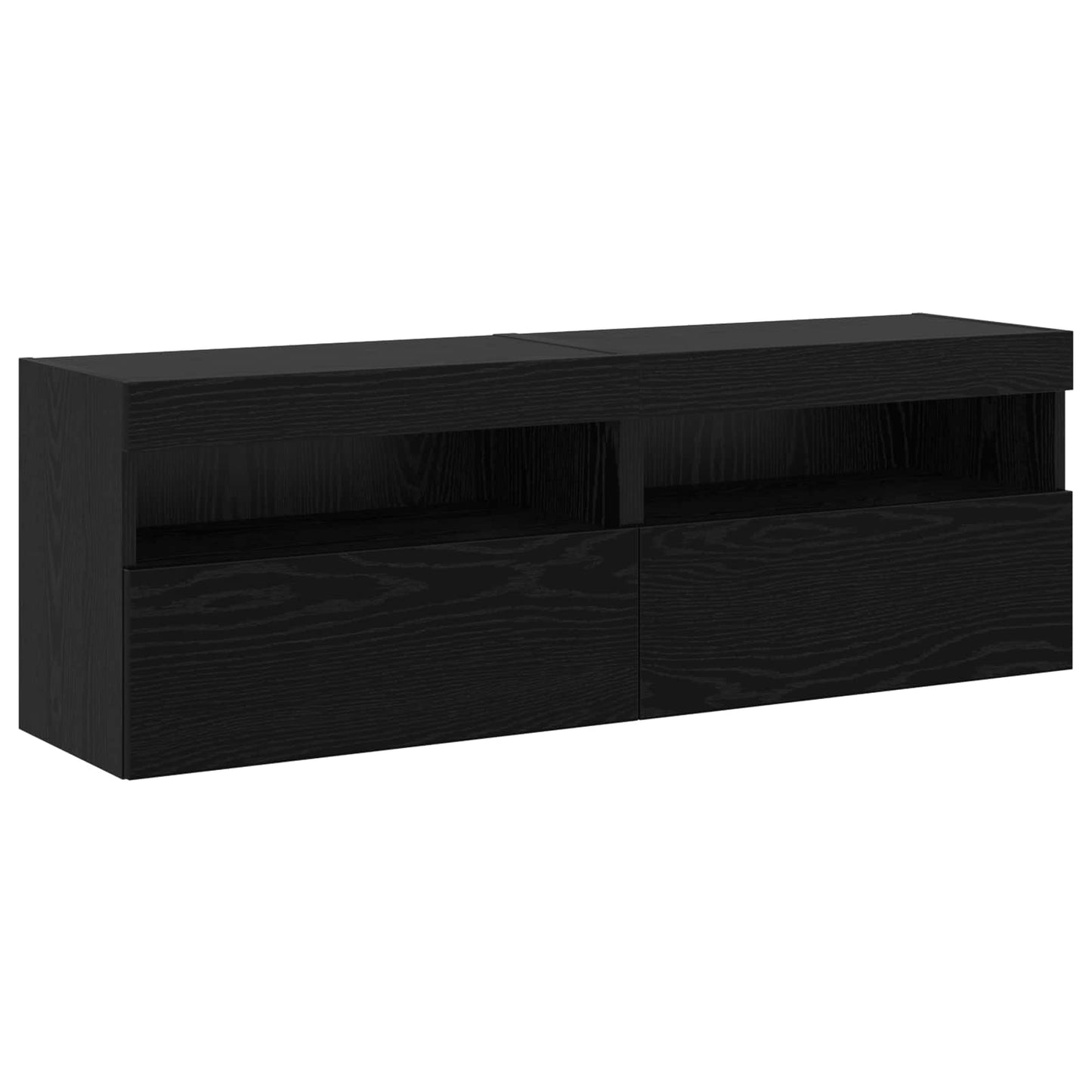 TV Cabinet Set Wall-mounted 6 pcs Black oak Engineered wood