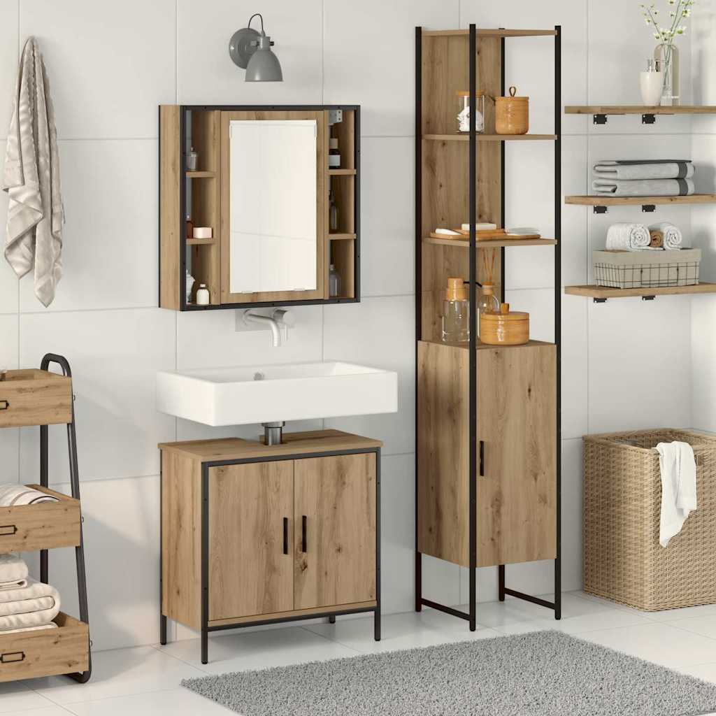 Bathroom Vanity Units 3 pcs Brown 33 x 33 x 185.5 cm