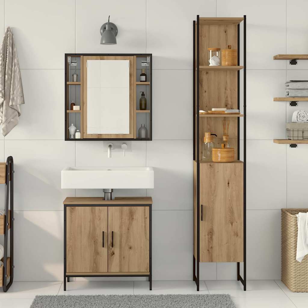 Bathroom Vanity Units 3 pcs Brown 33 x 33 x 185.5 cm