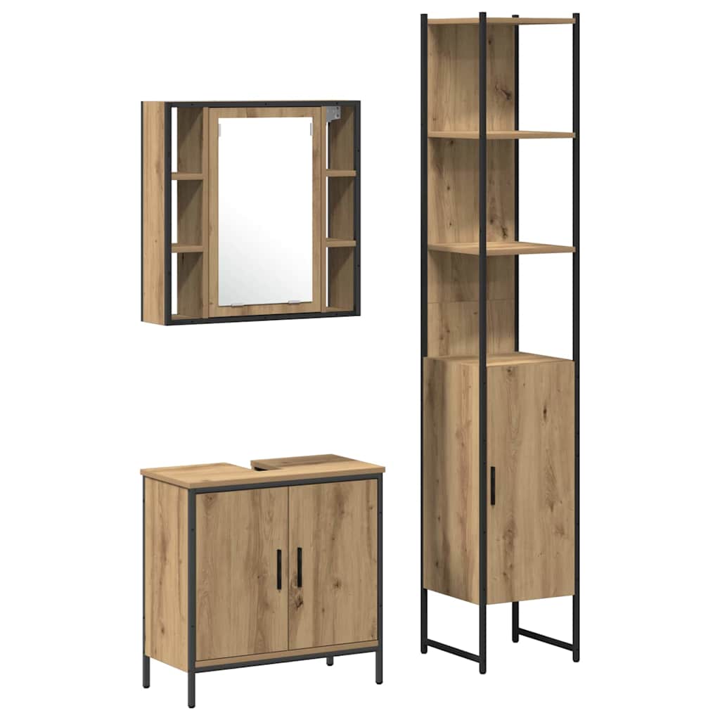 Bathroom Vanity Units 3 pcs Brown 33 x 33 x 185.5 cm